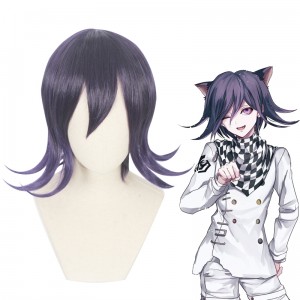 35cm Short Black&Purple Mixed Danganronpa V3 Anime Ouma Kokichi Wig Synthetic Cosplay Hair Wigs CS-420A