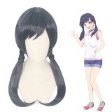 55cm Long Black&Blue Mixed Weathering With You Amano Hina Wig Stnthetic Anime Cosplay Wigs With Braids CS-421A