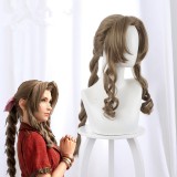 80cm Long Curly Flaxen Final Fantasy 7 Aerith Gainsborough Wig Synthetic Anime Cosplay Wigs CS-434A