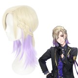 40cm Short Purple&Golden Mixed Disney Twisted Wonderland Vil Schoenheit Wig Synthetic Anime Cosplay Wigs CS-445A