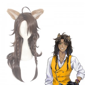 70cm Long Brown Disney Cosplay Twisted Wonderland Leona Kingscholar Wig Synthetic Anime Cosplay Wigs CS-447A