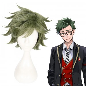 30cm Short Green Disney Cosplay Twisted Wonderland Trey Wig Synthetic Anime Cosplay Wigs CS-442A