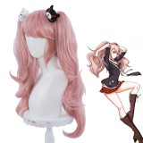 60cm Long Curly Pink Dangan Ronpa Enoshima Junko Wig Synthetic Anime Cosplay Wigs With 2Ponytails CS-078C