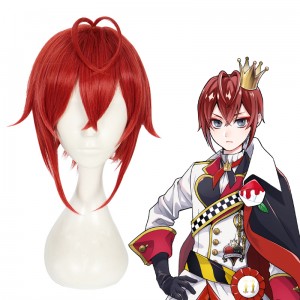 30cm Short Red Disney Twisted Wonderland Anime Riddle Rosehearts Wig Synthetic Hair Cosplay Wigs CS-441A