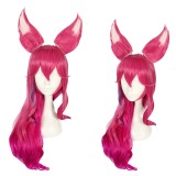 60cm Long Curly Rose Ahri Wig League of Legends LOL Spirit Blossm Anime Wig Synthetic Cosplay Wigs With Ears CS-119O