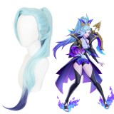 75cm Long Straight Light Blue Shauna Vayne Wig League of Legends LOL Spirit Blossm Anime Synthetic Cosplay Wigs With One Ponytail CS-119S