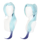 75cm Long Straight Light Blue Shauna Vayne Wig League of Legends LOL Spirit Blossm Anime Synthetic Cosplay Wigs With One Ponytail CS-119S
