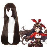 80cm Long Straight Brown Genshin Impact Anime Wig Amber Synthetic Cosplay Hair Wigs CS-455C