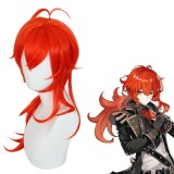 65cm Long Curly Orange Red Genshin Impact Anime Wig Diluc Synthetic Cosplay Hair Wigs CS-455B