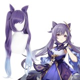 90cm Long Curly Blue&Purple Mixed Genshin Impact Keqing Wig Synthetic Anime Cosplay Wig With 2Ponytails CS-455A