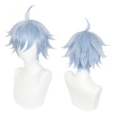 30cm Short Straight Blue Genshin Impact Anime Wig Chongyun Synthetic Cosplay Hair Wigs CS-455E