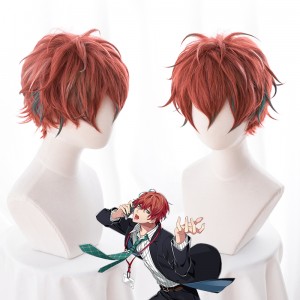 30cm Short Dark Red Mixed  Hypnosis Mic Doppo Kannonzaka Wig Synthetic Anime Cosplay Hair Wigs CS-383I