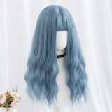 60cm Long Body Wave Gray Blue Mixed Anime Wig Synthetic Cosplay Hair Wig Lolita Wig For Girls CS-835C