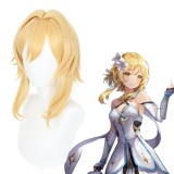 40cm Medium Long Blonde Genshin Impact Anime Traveler Lumine Wig Synthetic Cosplay Costume Wigs CS-455H