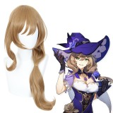 65cm Long Curly Light Brown Genshin Impact Lisa Wig Synthetic Anime Cosplay Hair Wigs CS-455K