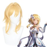 40cm Medium Long Blonde Genshin Impact Anime Traveler Lumine Wig Synthetic Cosplay Costume Wigs CS-455H