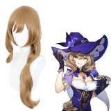 65cm Long Curly Light Brown Genshin Impact Lisa Wig Synthetic Anime Cosplay Hair Wigs CS-455K