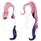 80cm Long Curly Pink&Purple League of Legends LOL KDA Seraphine Wig Synthetic Anime Cosplay Wig With One Ponytail CS-394H