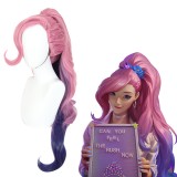 80cm Long Curly Pink&Purple League of Legends LOL KDA Seraphine Wig Synthetic Anime Cosplay Wig With One Ponytail CS-394H