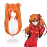 65cm Long Straight Orange EVA Anime Wig Asuka Langley Soryu Synthetic Cosplay Hair Wigs With Two Ponytails CS-076O