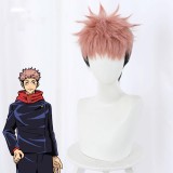 30cm Short Pink&Black Mixed Jujutsu Kaisen Yuji Itadori Wig Synthetic Anime Cosplay Hair Wigs CS-458A