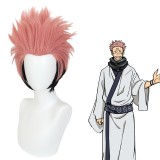 30cm Short Smoke Pink&Black Mixed Jujutsu Kaisen Yuji Itadori Wig Synthetic Anime Cosplay Wigs CS-458I