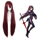 100cm Long Straight Dark Wine Red Fate/Grand Order Scathach Wig Synthetic Anime Cosplay Wigs CS-462A