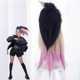 50cm Long Color Mixed League of Legends LOL KDA Akali Wig Synthetic Anime Cosplay Wigs With One Ponytail CS-394F