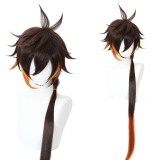 90cm Long Straight Brown&Orange Mixed Genshin Impact Zhongli Wig Synthetic Anime Cosplay Hair Wigs CS-466A