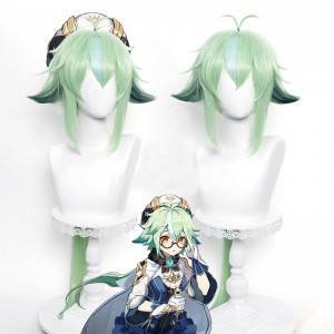 85cm Long Green Mixed Anime Wig Genshin Impact Sucrose Peluca Synthetic Cosplay Hair Wigs CS-455Z