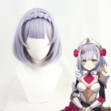 35cm Short Light Purple Noelle Wig Cosplay Genshin Impact Anime Peluca Synthetic Heat Resistant Hair Wigs CS-466B