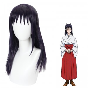 50cm Long Straight Dark Purple Jujutsu Kaisen Anime Iori Utahime Wig Synthetic Cosplay Hair Wigs CS-458M