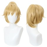 30cm Short Blonde High Rise Invasion Mayuko Nise Synthetic Anime Cosplay Wigs With One Ponytail CS-468A