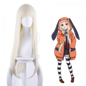 80cm Long Straight Beige Kakegurui Anime Wig Yomoduki Runa Wig Cosplay Party Hair CS-076L