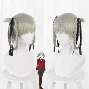 35cm Short Light Gray Kakegurui Momobami Kirari Synthetic Anime Cosplay Hair Wigs CS-076N