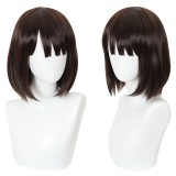 35cm short Dark Brown Saenai Kanojo no Sodatekata Blessing Flowers Megumi Kato Wig Synthetic Anime Cosplay Wigs CS-370B