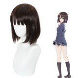 35cm short Dark Brown Saenai Kanojo no Sodatekata Blessing Flowers Megumi Kato Wig Synthetic Anime Cosplay Wigs CS-370B