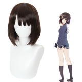 35cm short Dark Brown Saenai Kanojo no Sodatekata Blessing Flowers Megumi Kato Wig Synthetic Anime Cosplay Wigs CS-370B