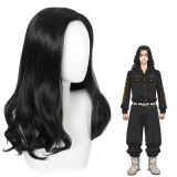 55cm Long Curly Black Tokyo Revengers Anime Keisuke Baji Wig Cosplay Synthetic Hair Wigs CS-485E