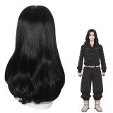 55cm Long Curly Black Tokyo Revengers Anime Keisuke Baji Wig Cosplay Synthetic Hair Wigs CS-485E