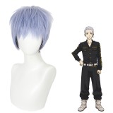 30cm Short Straight Blue&Black Mixed Tokyo Revengers Takashi Mitsuya Wig Cosplay Synthetic Anime Hair Wigs CS-485D