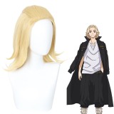35cm Short Curly Blonde Tokyo Revengers Anime Manjiro Sano Wig Cosplay Synthetic Hair Wigs CS-485A