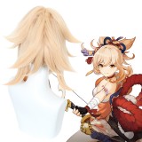 50cm Long Blonde Mixed Genshin Impact Anime Yoimiya Wig Synthetic Cosplay Hair Wigs With One Ponytail CS-466J