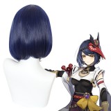 35cm Short Straight Blue Mixed Genshin Impact Anime lnazuma Wig Cosplay Hair Wigs CS-466E