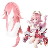 85cm Long Pink Genshin Impact Anime Yaemiko Wig Cosplay Synthetic Hair Wigs CS-466C