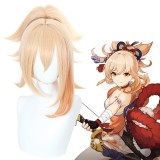 50cm Long Blonde Mixed Genshin Impact Anime Yoimiya Wig Synthetic Cosplay Hair Wigs With One Ponytail CS-466J