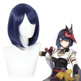 35cm Short Straight Blue Mixed Genshin Impact Anime lnazuma Wig Cosplay Hair Wigs CS-466E