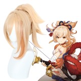 50cm Long Blonde Mixed Genshin Impact Anime Yoimiya Wig Synthetic Cosplay Hair Wigs With One Ponytail CS-466J