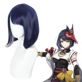 35cm Short Straight Blue Mixed Genshin Impact Anime lnazuma Wig Cosplay Hair Wigs CS-466E