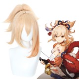 50cm Long Blonde Mixed Genshin Impact Anime Yoimiya Wig Synthetic Cosplay Hair Wigs With One Ponytail CS-466J